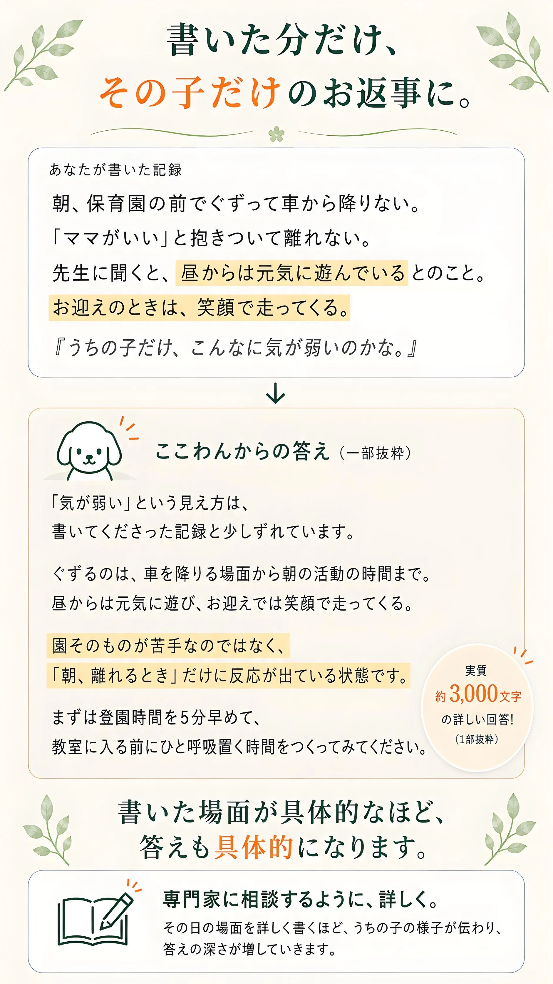 書いた分だけ、その子だけのお返事に。